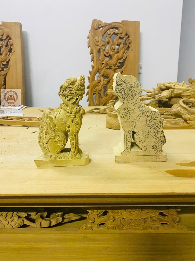 N&eacute;t vẽ v&agrave; n&eacute;t đục ho&agrave;n thiện mộc linh vật ngh&ecirc;